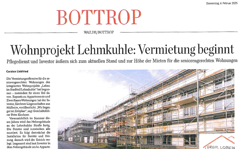 Wohnprojekt Lehmkuhle – Vermietungen beginnen